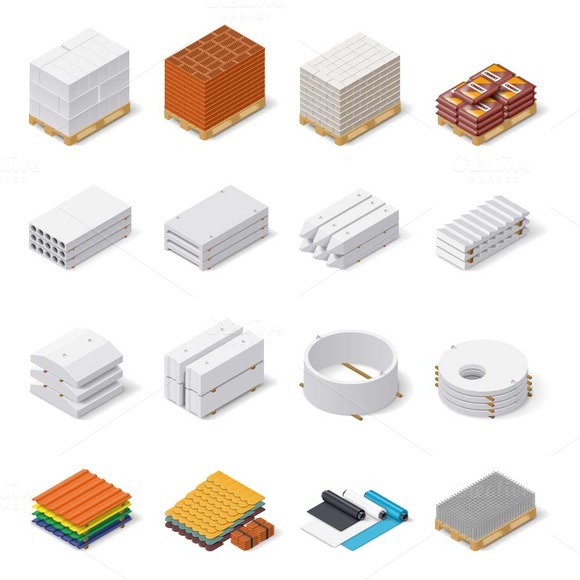 Construction Materials Icon Set