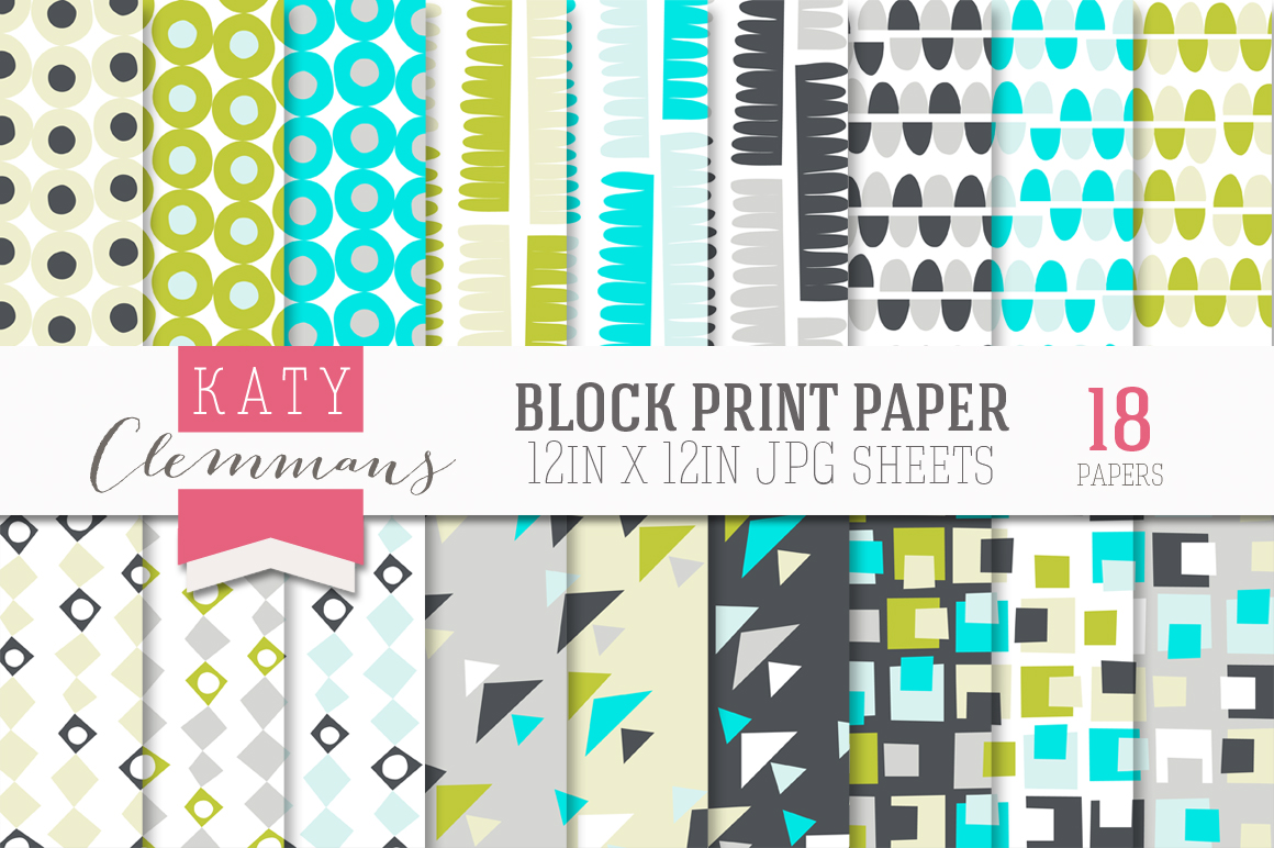 Block Print Papers Patterns on Creative Market