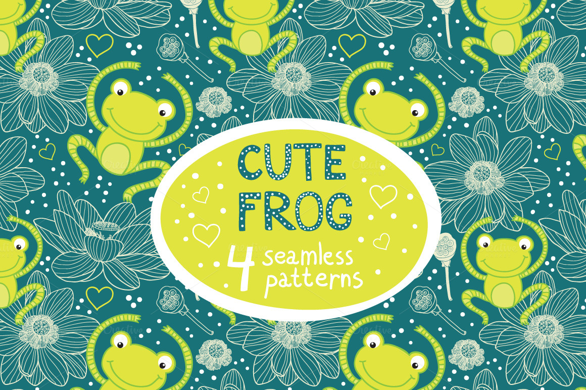 Cute frog seamless patterns ~ Patterns on Creative Market