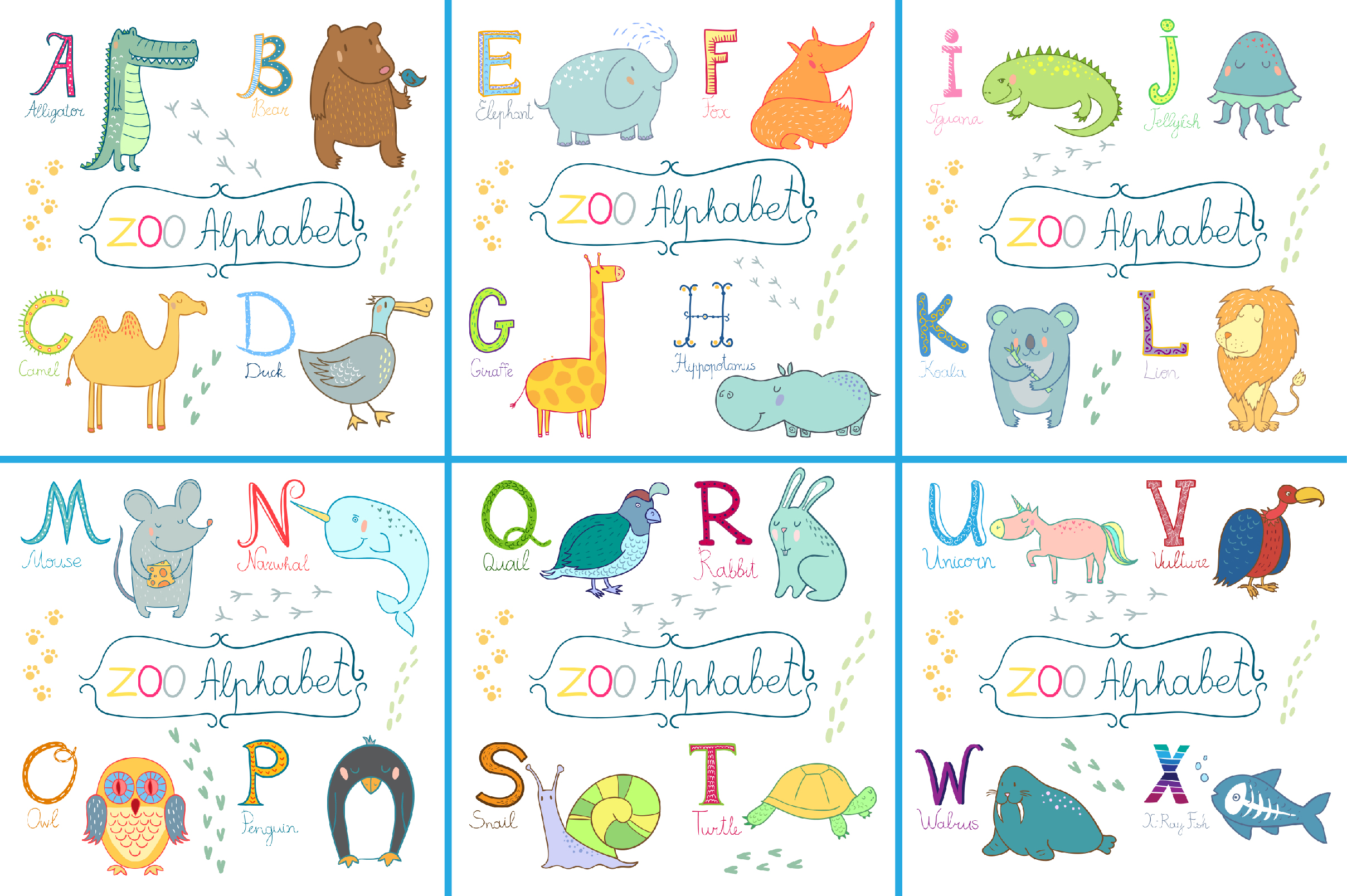 Cute zoo alphabet for children's. ~ Illustrations on Creative Market