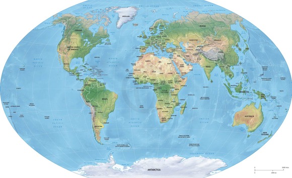 Map Of The World Real Size Vector map of world relief