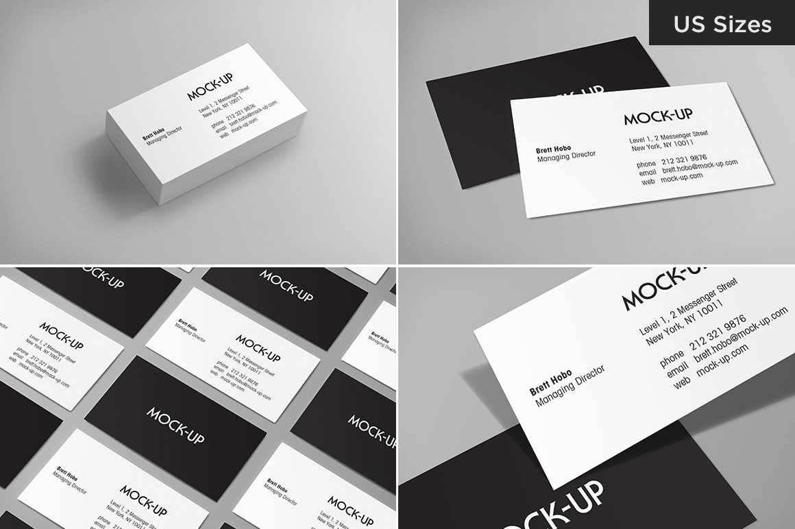 Business Card Mockups US Sizes Product Mockups On