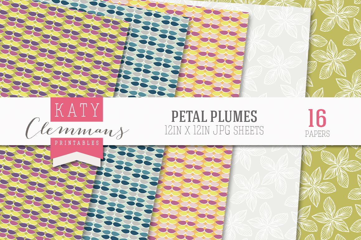 Petal Plumes paper pack Patterns on Creative Market