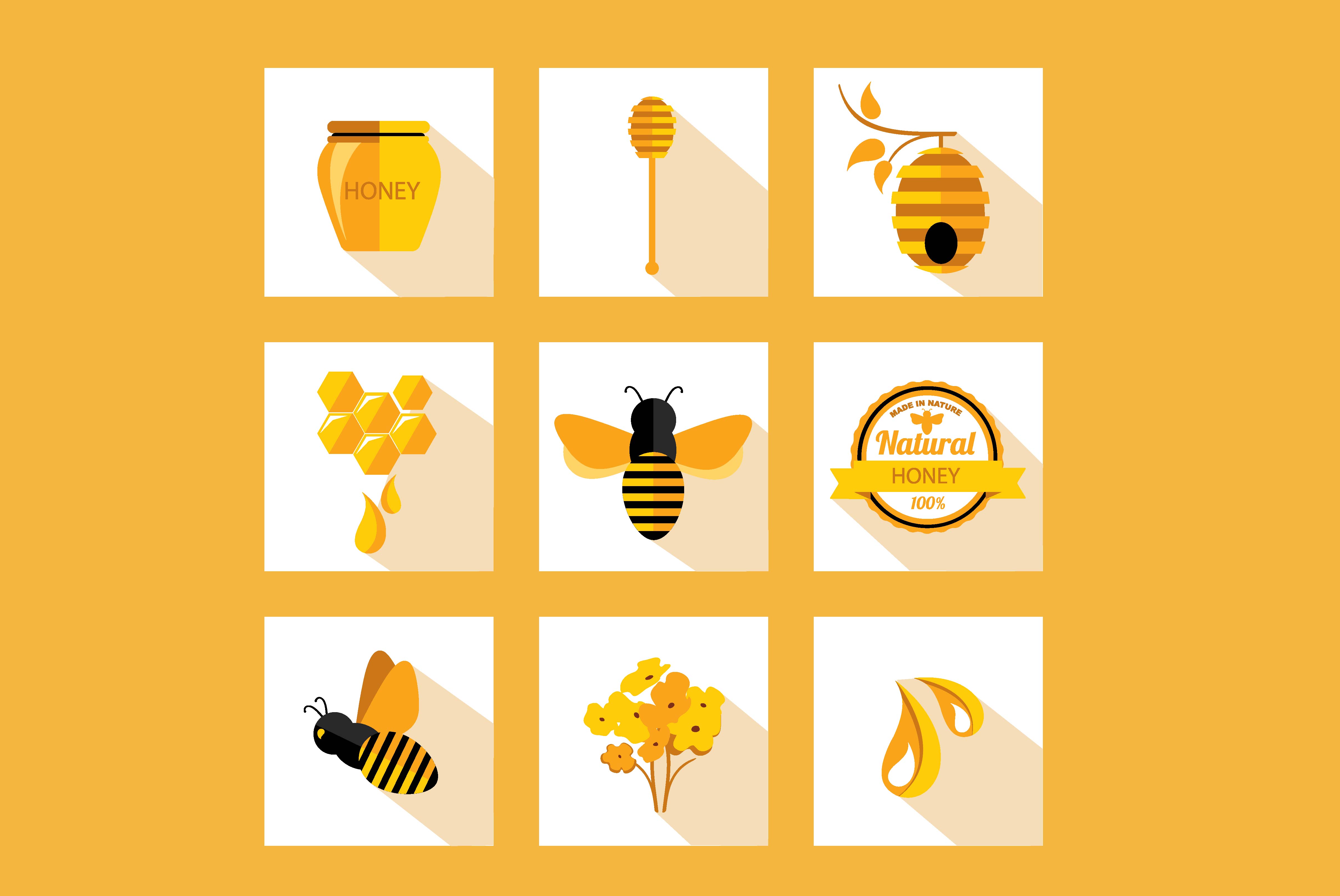 9 Icons honey&bee ~ Icons on Creative Market