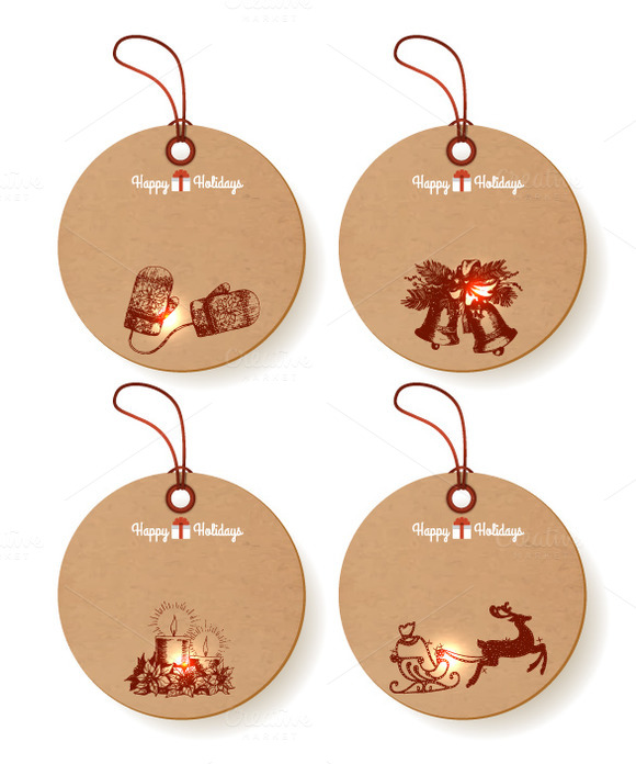 Set Of Round Christmas Paper Tags Set Of Round Christmas Paper Tags