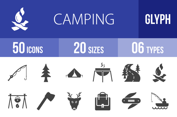 50 Camping Glyph Icons 50 Camping Glyph Icons