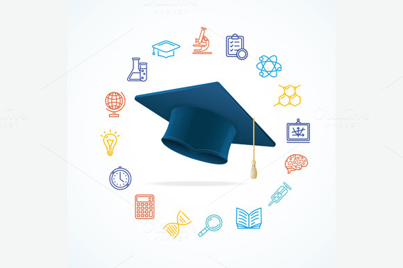 Science Education Concept And Icons Science Education Concept And Icons