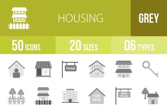 50 Housing Greyscale Icons 50 Housing Greyscale Icons