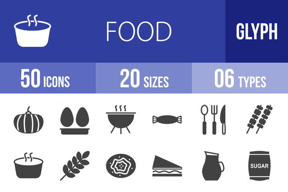 50 Food Glyph Icons 50 Food Glyph Icons