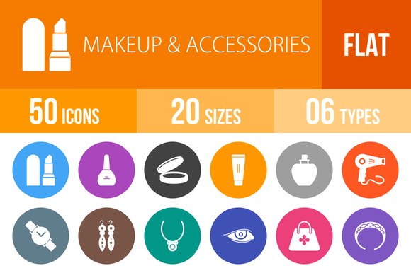 50 Makeup Accessories Flat Round