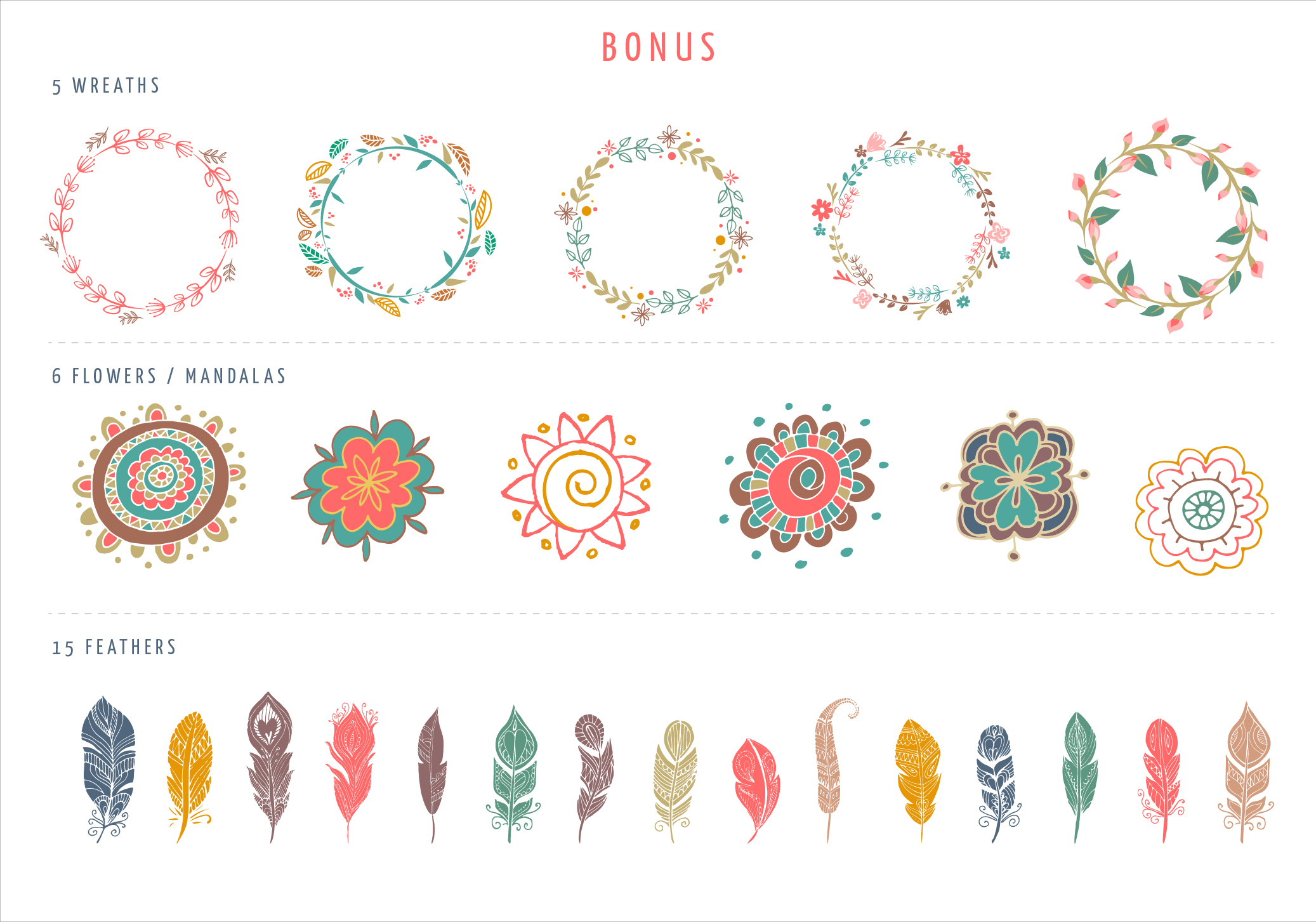 Bohemian Logos bundle + BONUS ~ Logo Templates on Creative Market