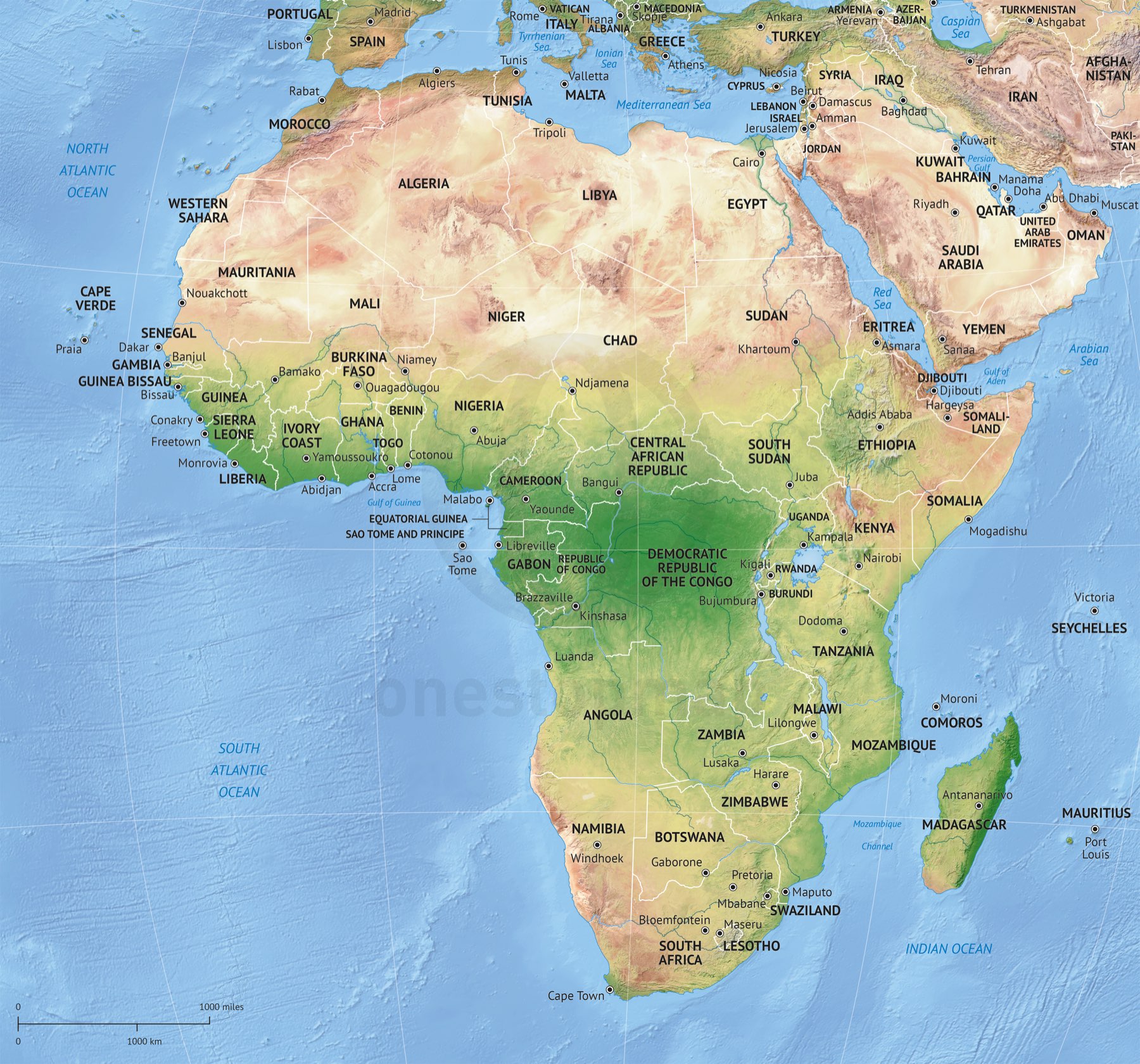 464 Map Africa Continent Political Shaded Relief O ?1448460186