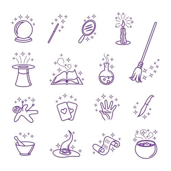 Vector Magic Icons In Line Style Vector Magic Icons In Line Style