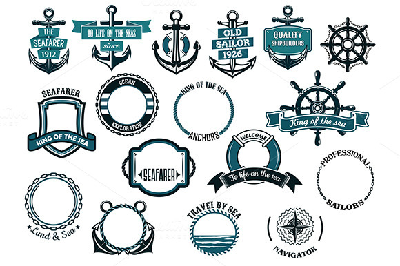 Set Of Nautical Or Marine Themed Ico Set Of Nautical Or Marine Themed Ico