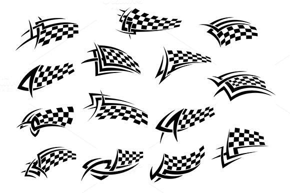 Racing Sport Checkered Flag Icons