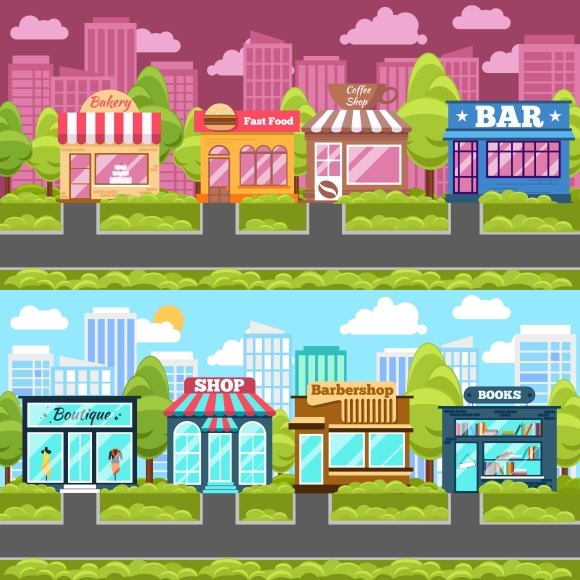 Store And Shop Buildings Flat Icons Store And Shop Buildings Flat Icons