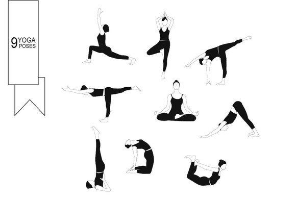 Set Of Women Poses Yoga Set Of Women Poses Yoga