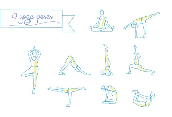 Set Of Yoga Poses Silhouette Set Of Yoga Poses Silhouette