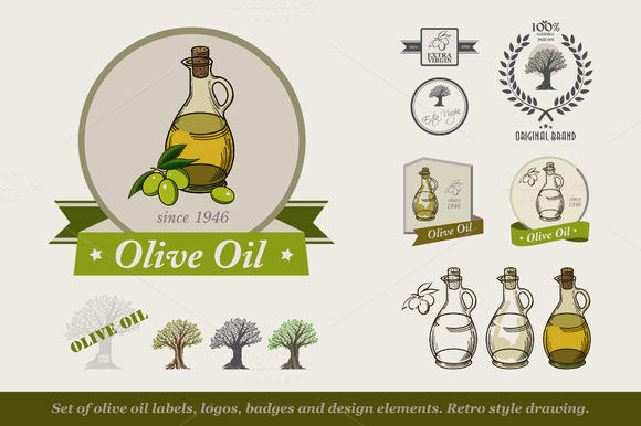 Set Of Olive Oil Labels