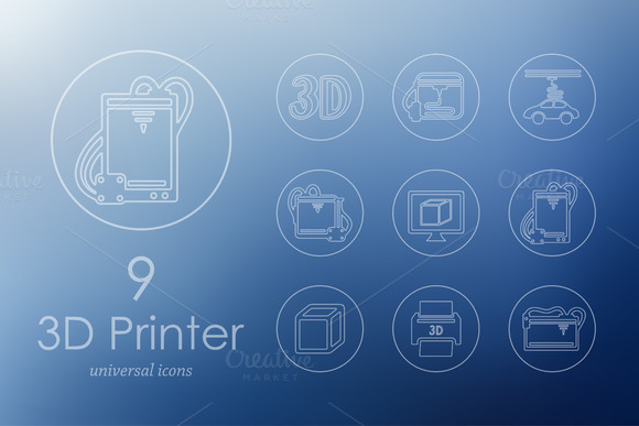 9 Three D Printer Icons