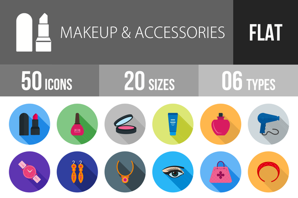 50 Makeup Accessories Flat Shadowed 50 Makeup Accessories Flat Shadowed