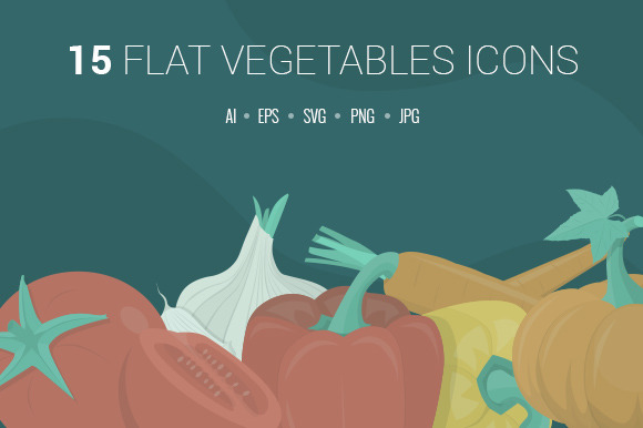 Flat Vegetables Icons Set Flat Vegetables Icons Set