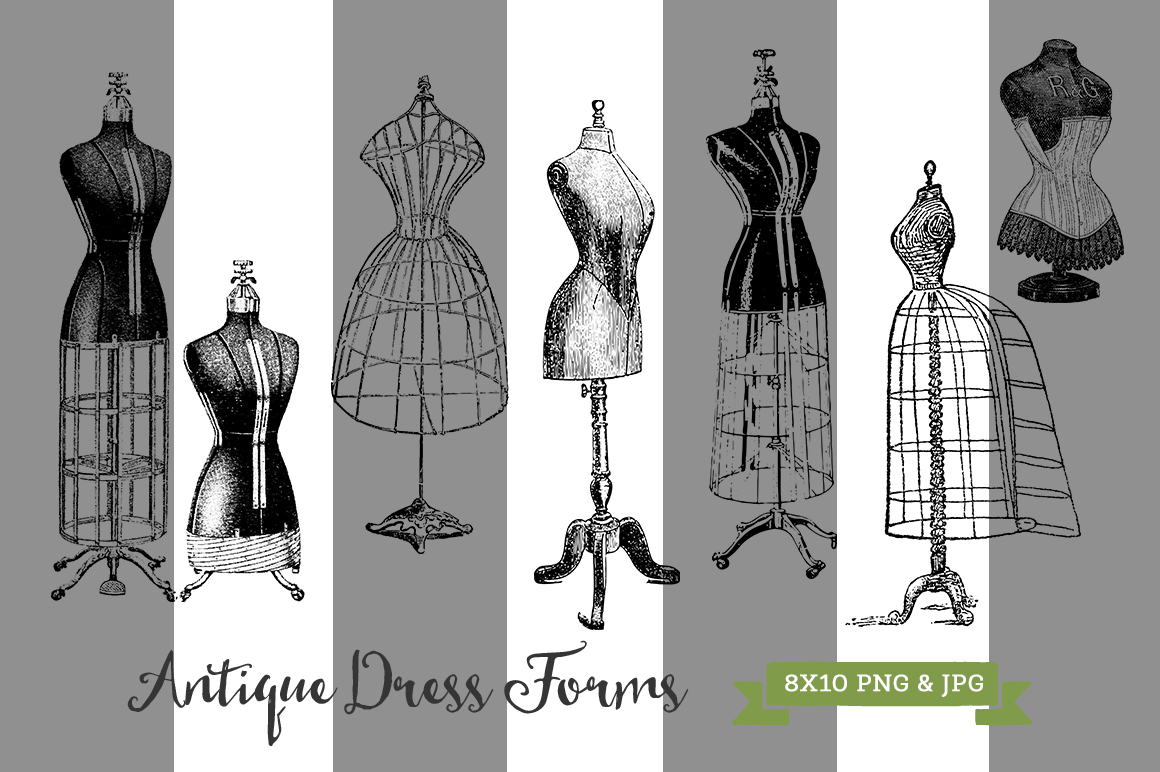 6 Vintage Dress Form Graphics Set ~ Graphics on Creative Market