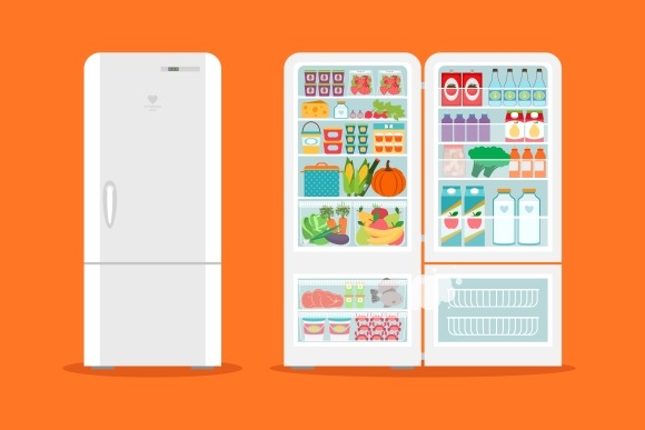 Full Of Food Opened Refrigerator Full Of Food Opened Refrigerator