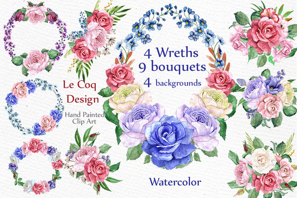 Watercolor Wreaths Clip Art Watercolor Wreaths Clip Art