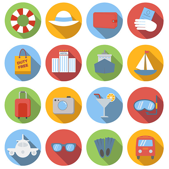 Travel Icons Colored Set Travel Icons Colored Set