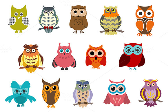 Cartoon Cute Owl Birds Cartoon Cute Owl Birds