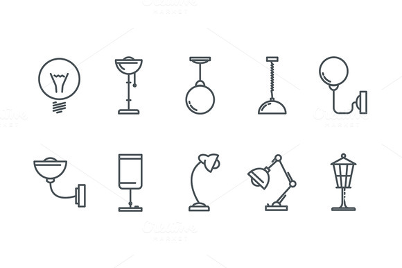 Lamp Line Icons Lamp Line Icons