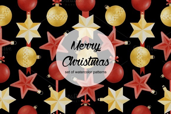 Set Of Christmas Watercolor Patterns Set Of Christmas Watercolor Patterns