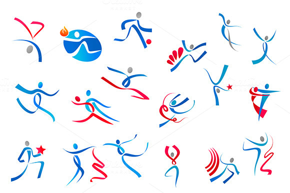 Sportive And Dancing People Icons Sportive And Dancing People Icons