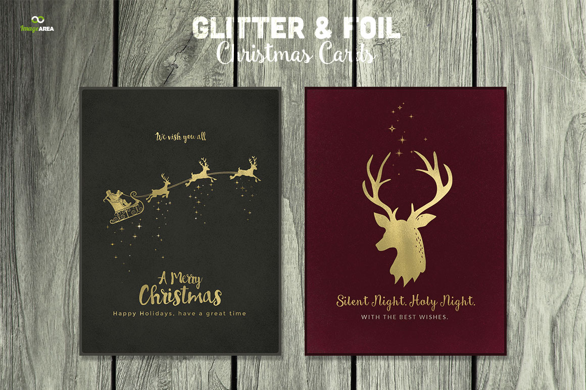 9 Glitter & Foil Christmas Cards PSD ~ Card Templates on Creative Market