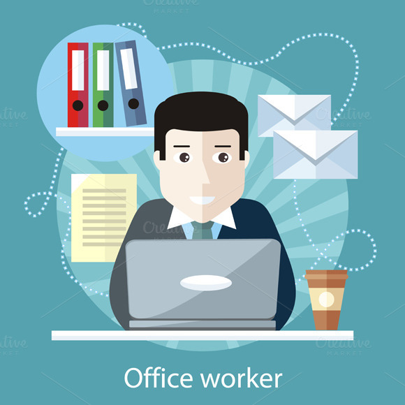 Office Worker Sitting In Front