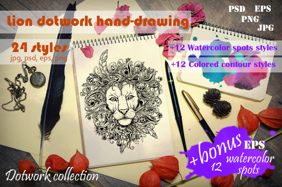 Ornamental Lion Dotwork Hand-drawing Ornamental Lion Dotwork Hand-drawing