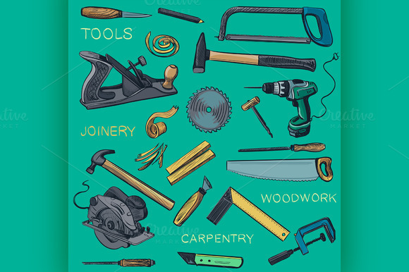 Collection Of Hand Drawn Carpentry Collection Of Hand Drawn Carpentry
