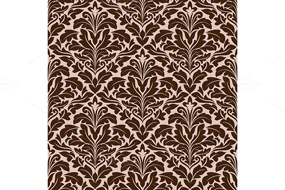 Brown And Beige Floral Damask Patter