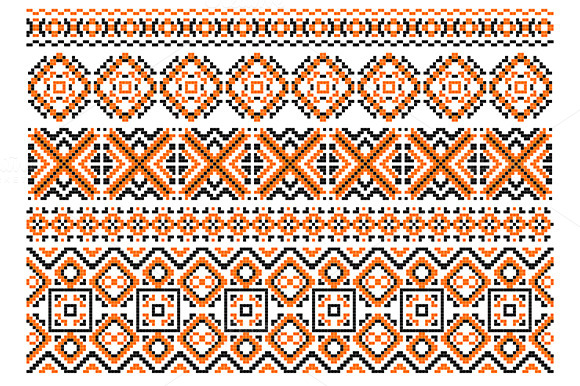 Close Up Cross Stitch Ethnic Borders Close Up Cross Stitch Ethnic Borders