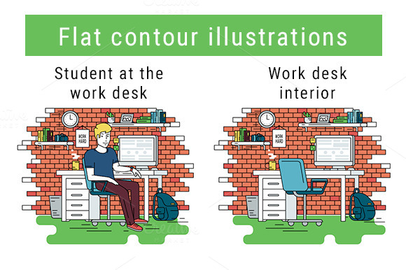 Workplace Contour Illustration