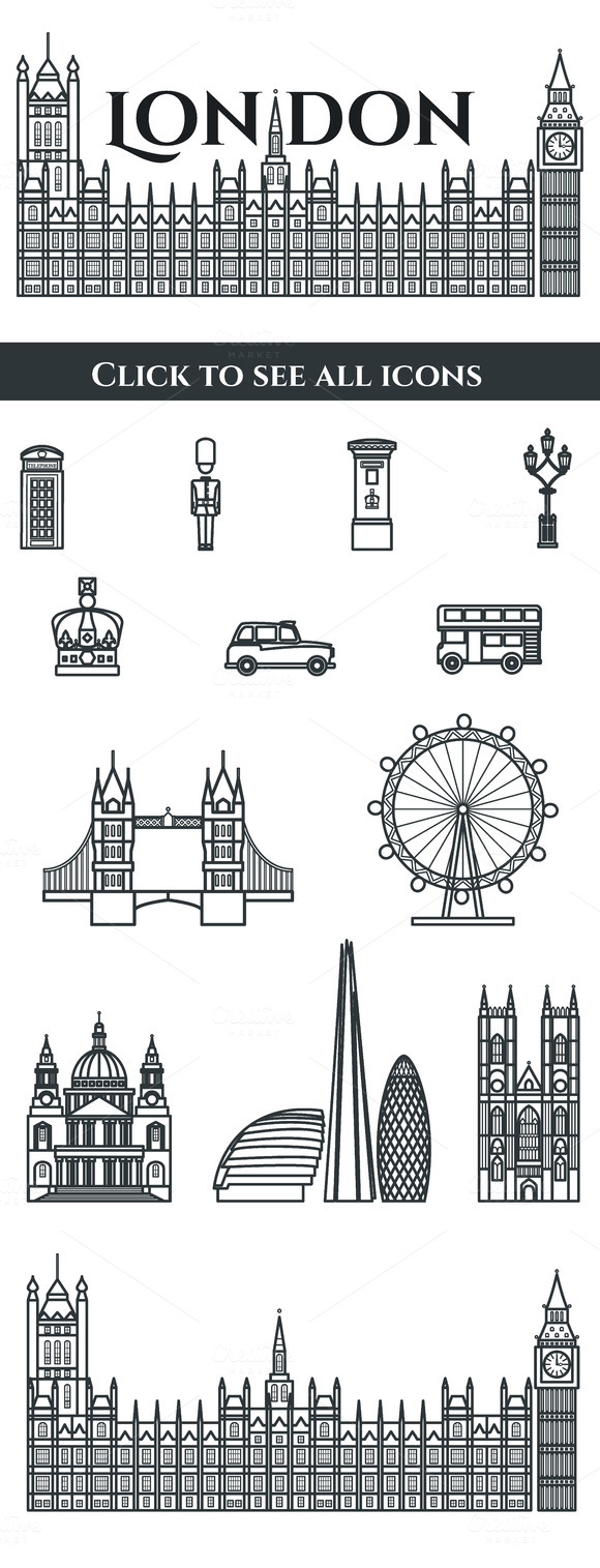 London Outline Vector Icons