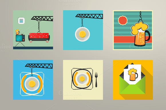 Set Illustration Food And Recreation Set Illustration Food And Recreation