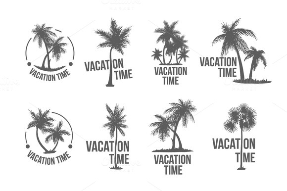 8 Tropical Palm Logo Illustration 8 Tropical Palm Logo Illustration