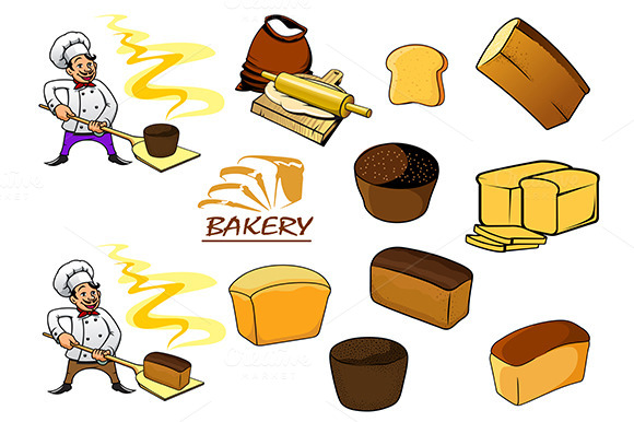Bakery Icons In Cartoon Style Bakery Icons In Cartoon Style