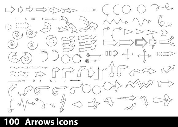 100 Hand-drawn Arrows Icons 100 Hand-drawn Arrows Icons