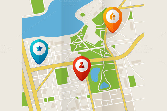 City Map With GPS Icons Vector City Map With GPS Icons Vector