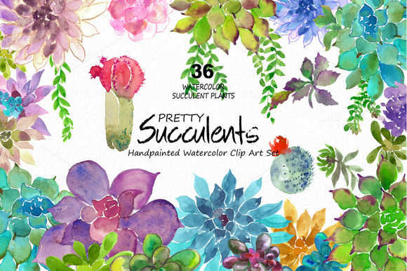 Pretty Succulents- Watercolor ~ Illustrations on Creative Market