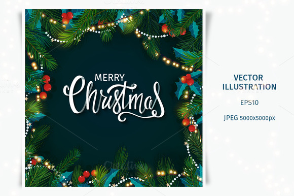 Merry Christmas Card With Lettering
