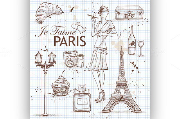 Paris Set On Note Book Page Paris Set On Note Book Page